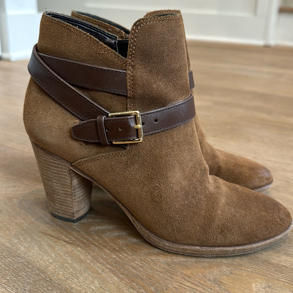 Cole Haan Hayes suede strap booties